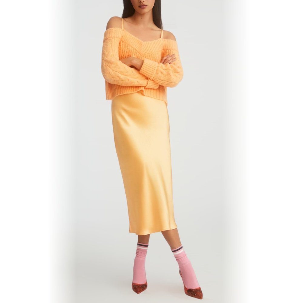 Anthropologie Mare Mare Layered Sweater & Slip Dress Midi Maxi Orange Medium